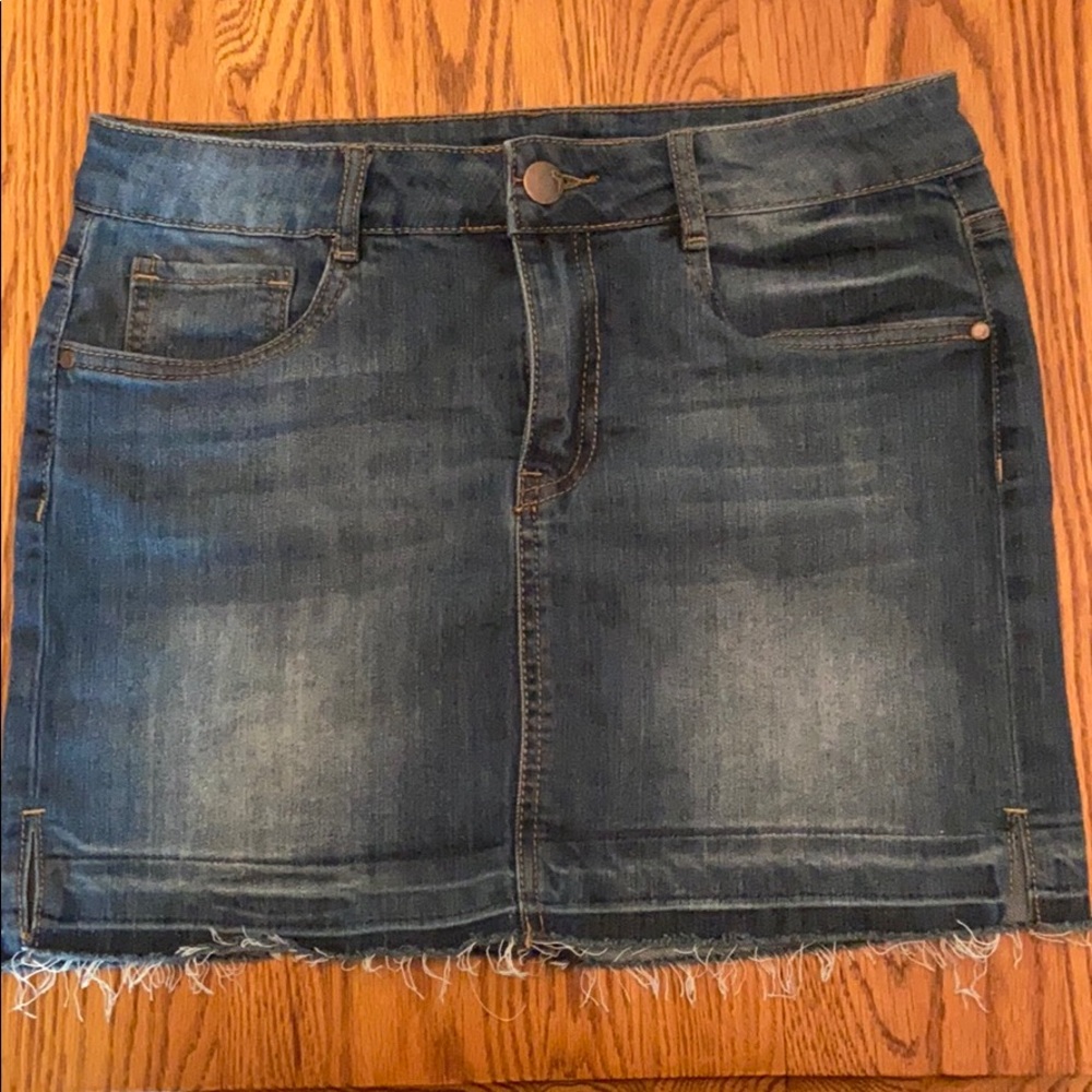 Blue Jean Distressed Mini Skirt